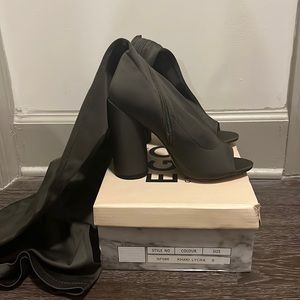 Over the Knee Olive Open Toe Sock Boot